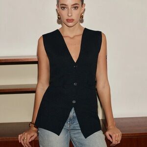 Leisure Button Slim Sweater V Neck Vest